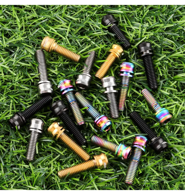 MUQZI 6PCS Titanium Bolts M5x15 M5x17 Bicycle Handlebar Stem Screw With Washer