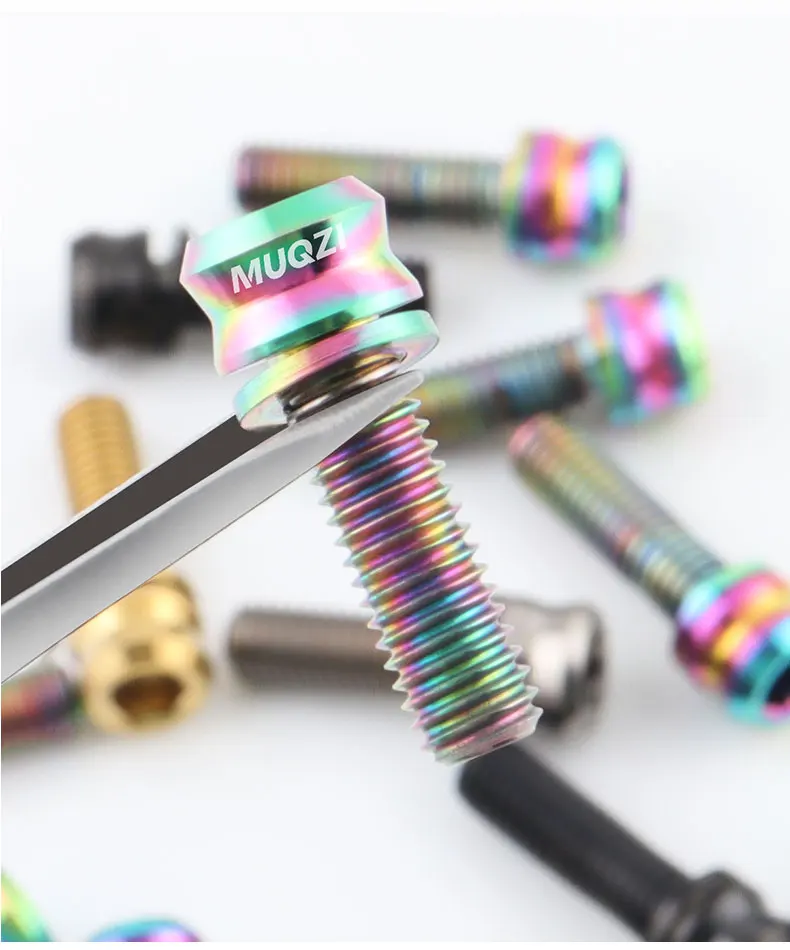 MUQZI 6PCS Titanium Bolts M5x15 M5x17 Bicycle Handlebar Stem Screw With Washer