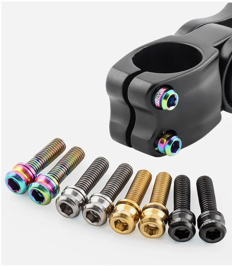 MUQZI 6PCS Titanium Bolts M5x15 M5x17 Bicycle Handlebar Stem Screw With Washer