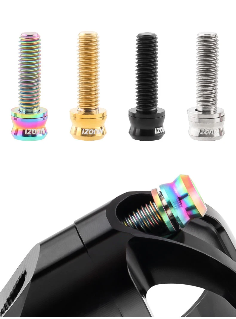 MUQZI 6PCS Titanium Bolts M5x15 M5x17 Bicycle Handlebar Stem Screw With Washer