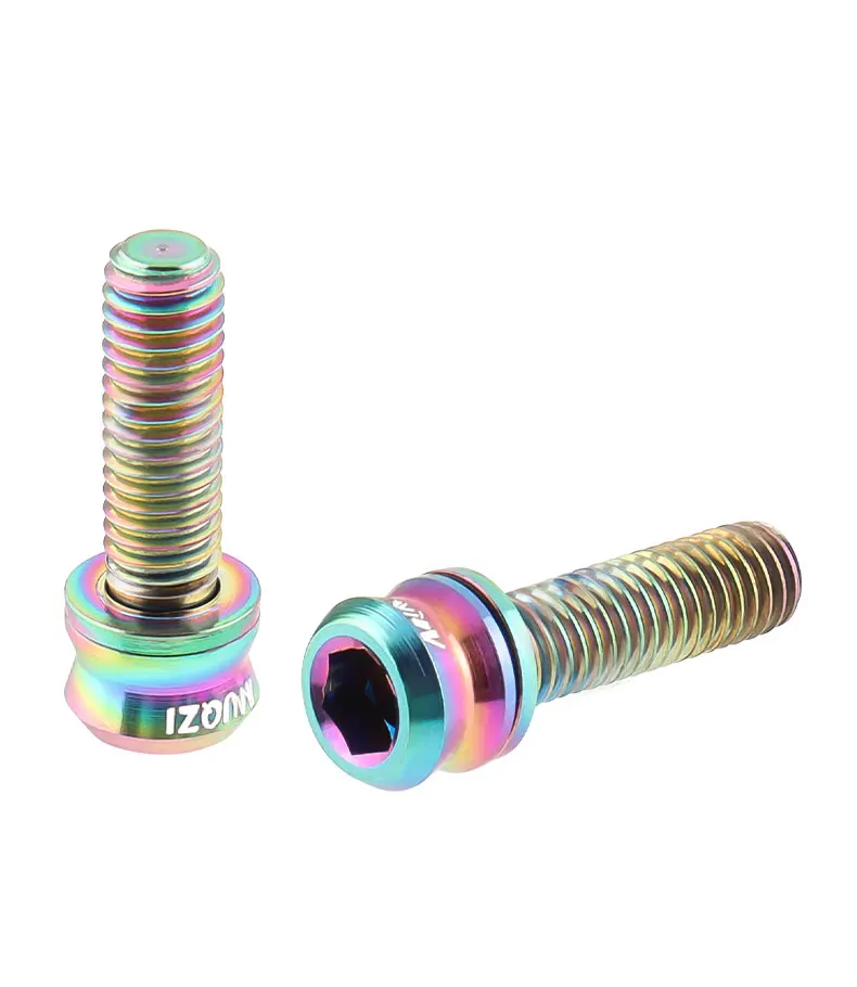 MUQZI 6PCS Titanium Bolts M5x15 M5x17 Bicycle Handlebar Stem Screw With Washer