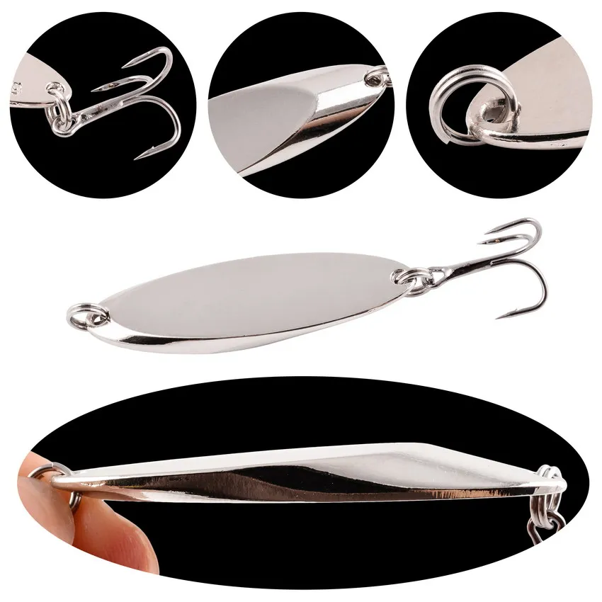 5PCS 3g-21g Luminous Fishing Metal Spoon Lure Hard Baits Bass Silver Spoon Fishing Lure Pesca Tackle Wobblers Isca Artificial