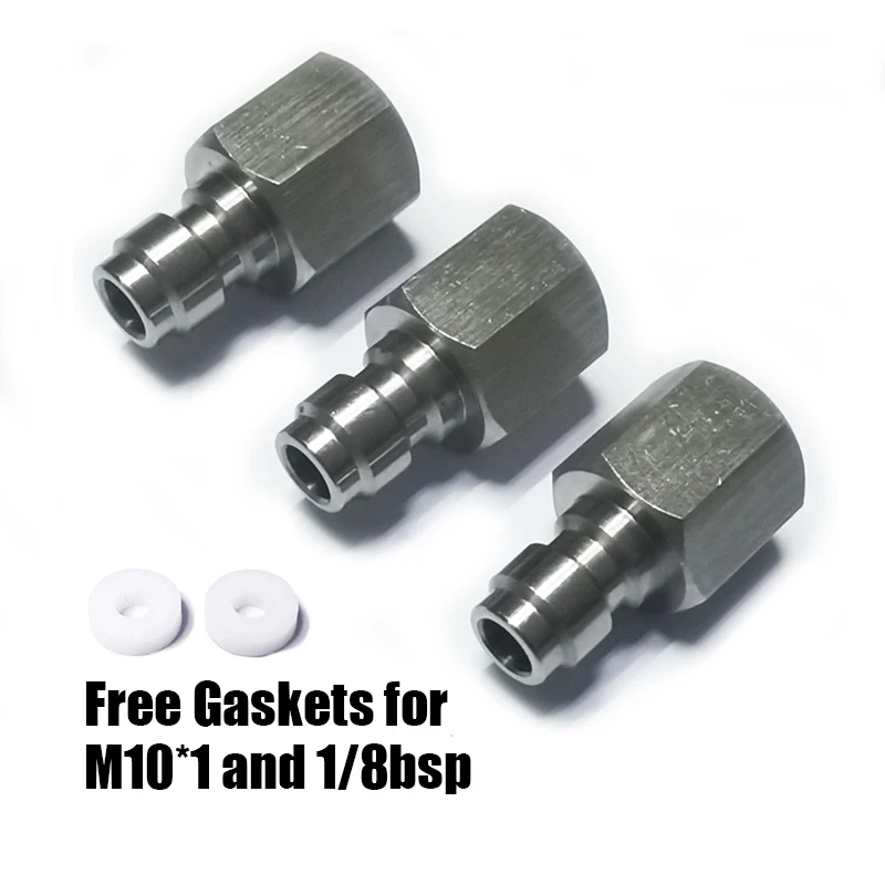 HPA Air 8mm Quick Disconnect Male Female Adaptor 8mm Fill Nipple High Pressure 1/8NPT 1/8BSP M10*1 M8*1 Stainless Steel