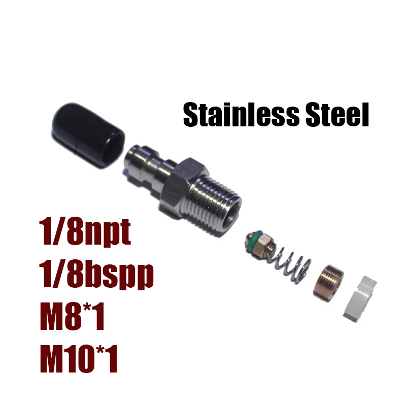 HPA Air 8mm Quick Disconnect Male Female Adaptor 8mm Fill Nipple High Pressure 1/8NPT 1/8BSP M10*1 M8*1 Stainless Steel