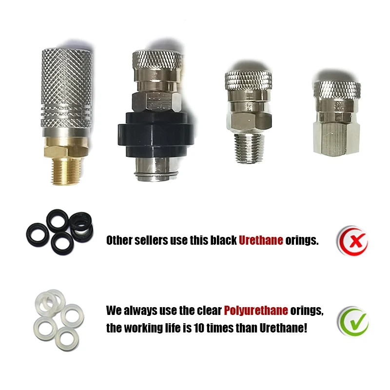 HPA Air 8mm Quick Disconnect Male Female Adaptor 8mm Fill Nipple High Pressure 1/8NPT 1/8BSP M10*1 M8*1 Stainless Steel