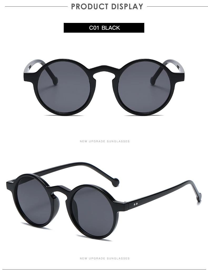 Small Round Cycling Sunglasses Men Women Vintage Brand Designer Black Sun Glasses Rivet Shades Female Ladies UV400