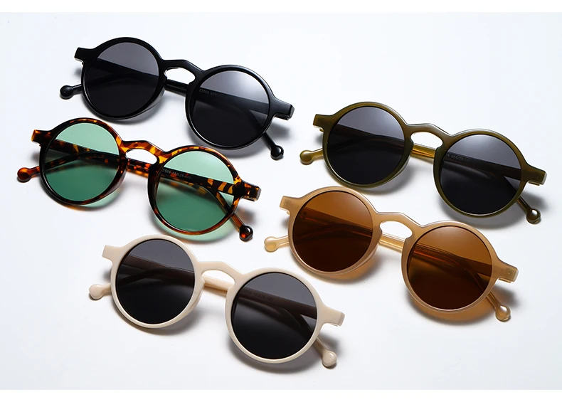 Small Round Cycling Sunglasses Men Women Vintage Brand Designer Black Sun Glasses Rivet Shades Female Ladies UV400