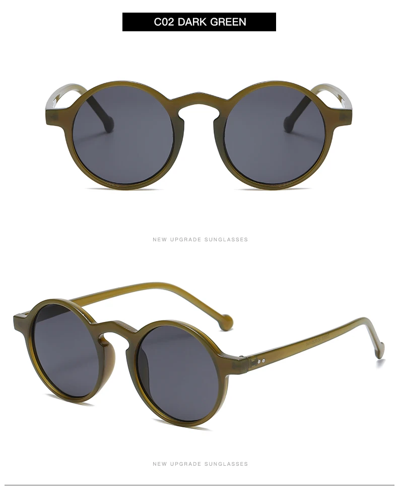 Small Round Cycling Sunglasses Men Women Vintage Brand Designer Black Sun Glasses Rivet Shades Female Ladies UV400