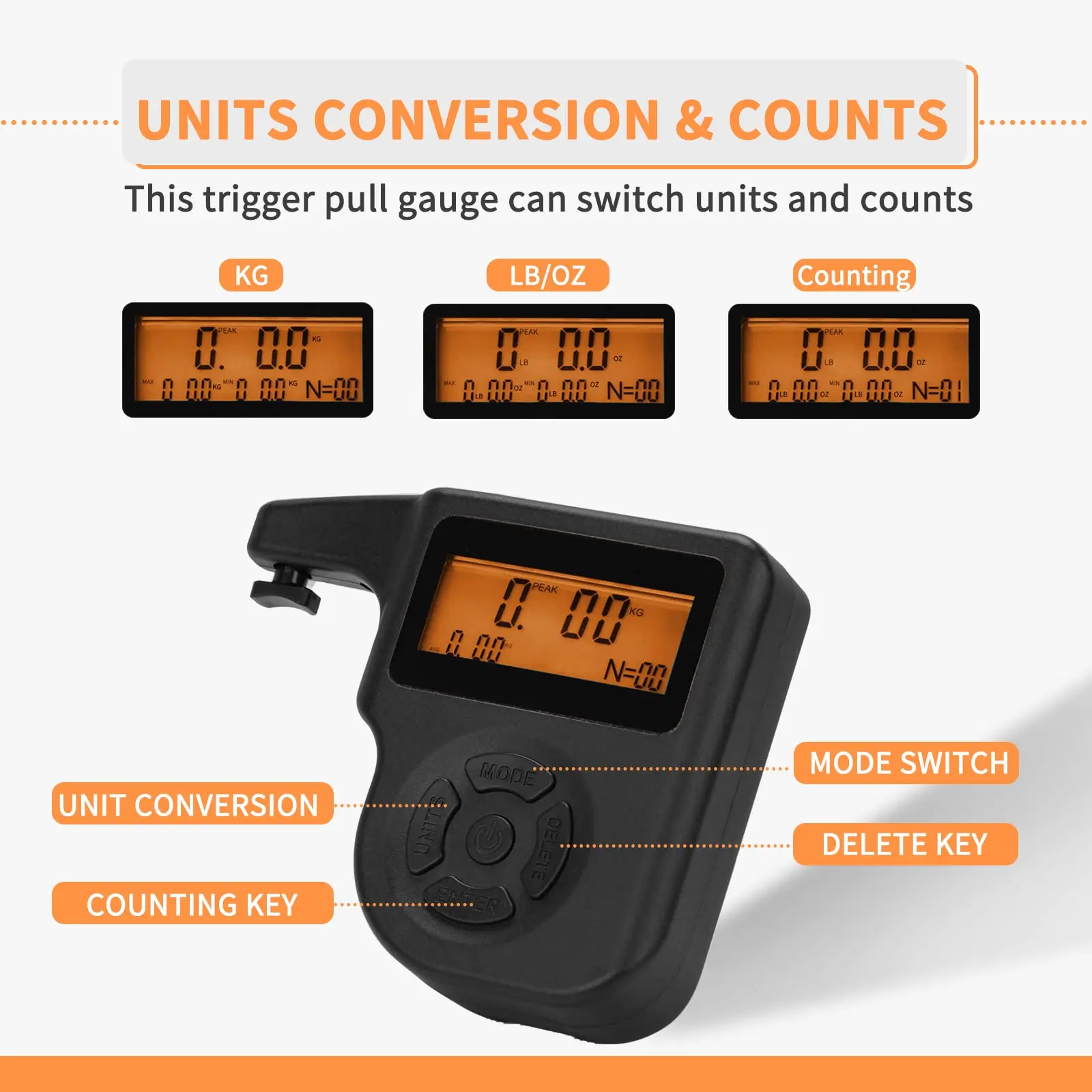 Professional Digital Trigger Pull Gauge 0-12 Lbs Scale 1 Oz Increments with LCD Display for Accurate Readings Trigger Pull Gauge