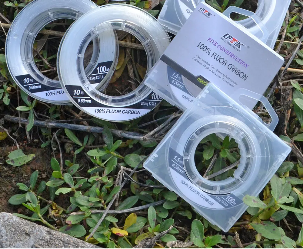 FTK Fishing Line 50M/100M 100% Fluorocarbon Fishing Lines 5.5-130.9LB Carbon Fiber Leader Fly Line Fast Sinking Carp Fishing