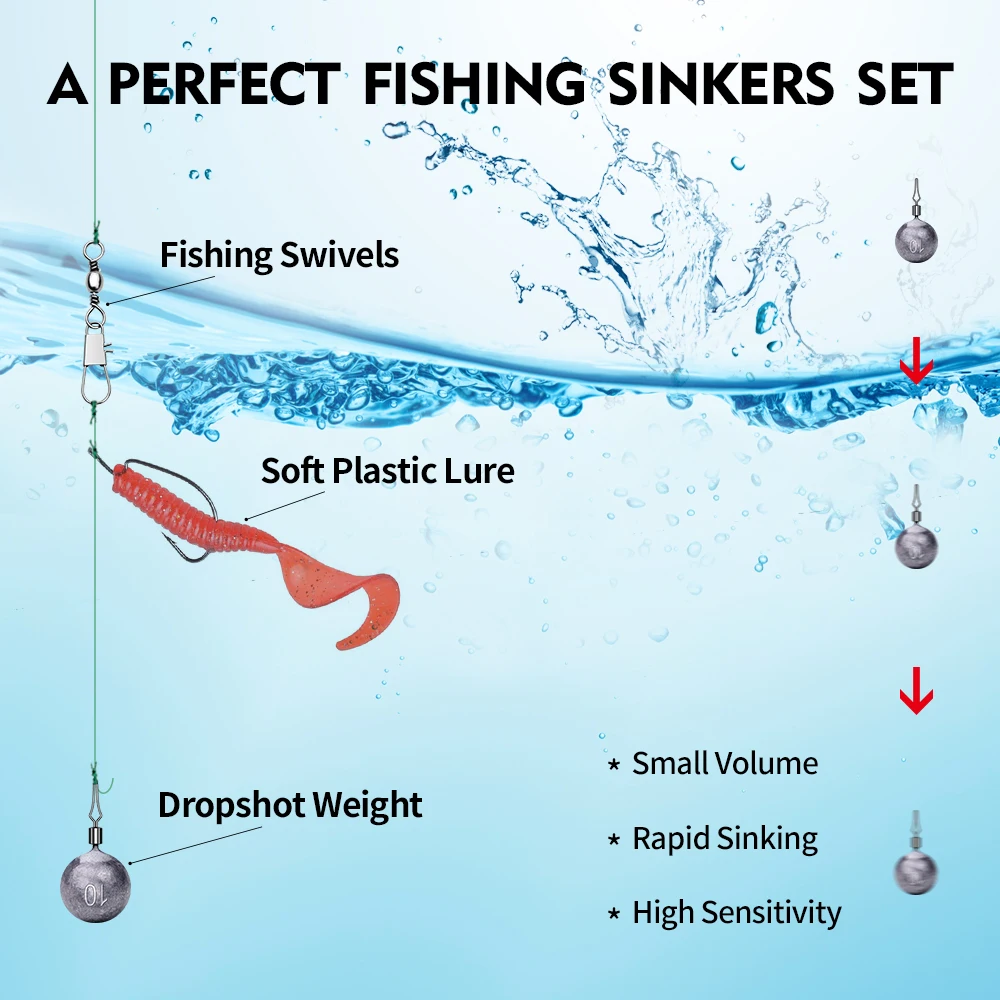 PROBEROS 10pcs Water Drop Twist Ring Lead Pendants,Precision Water Drop Weights,3.5/5/7/10/14/20g,Fishing Gear Accessories