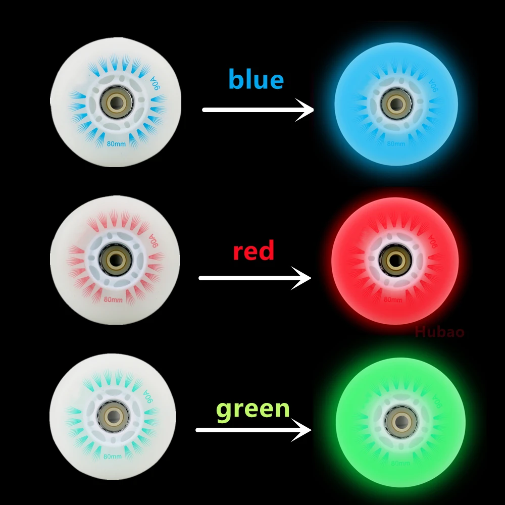 4pcs LED Flash Wheel 60/62/64/68/70/72/76//80mm Inline Skates 90/100/110/125mm Speed Skates Rock Fancy Roller Skates PU Tyres