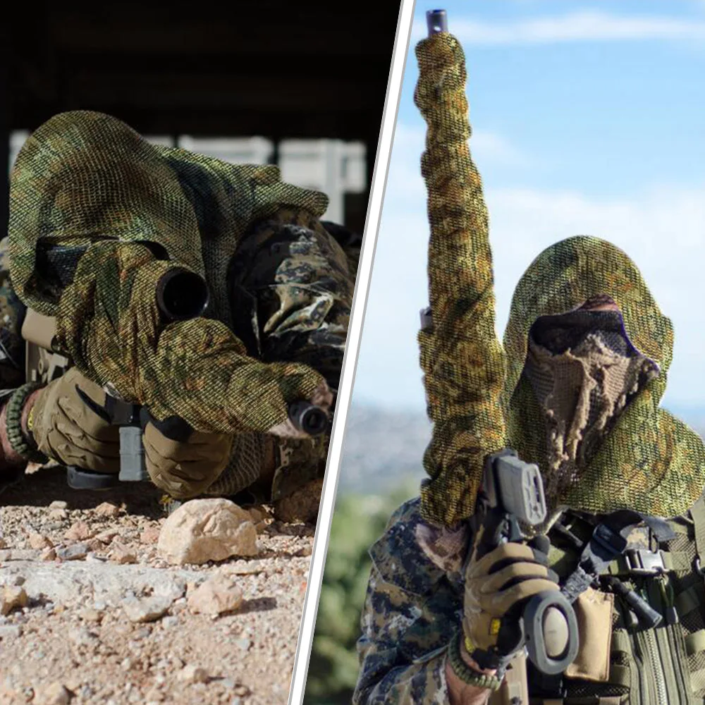 Hunting Mesh Breathable Scarf 165*48cm Tactical Bandana Special Operations Camouflage Face Towel Rifle Camouflage Net