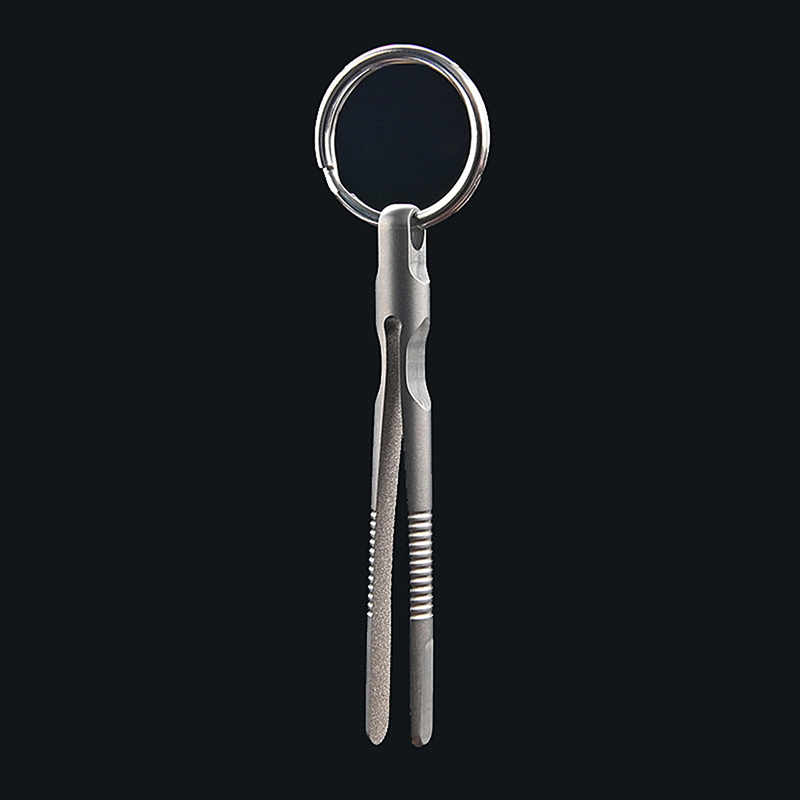 Outdoor Mini Titanium Alloy Professional Tweezers TC4 Clamp Portable Tweezers Clamp Wilderness Survival Small Tool Keychain