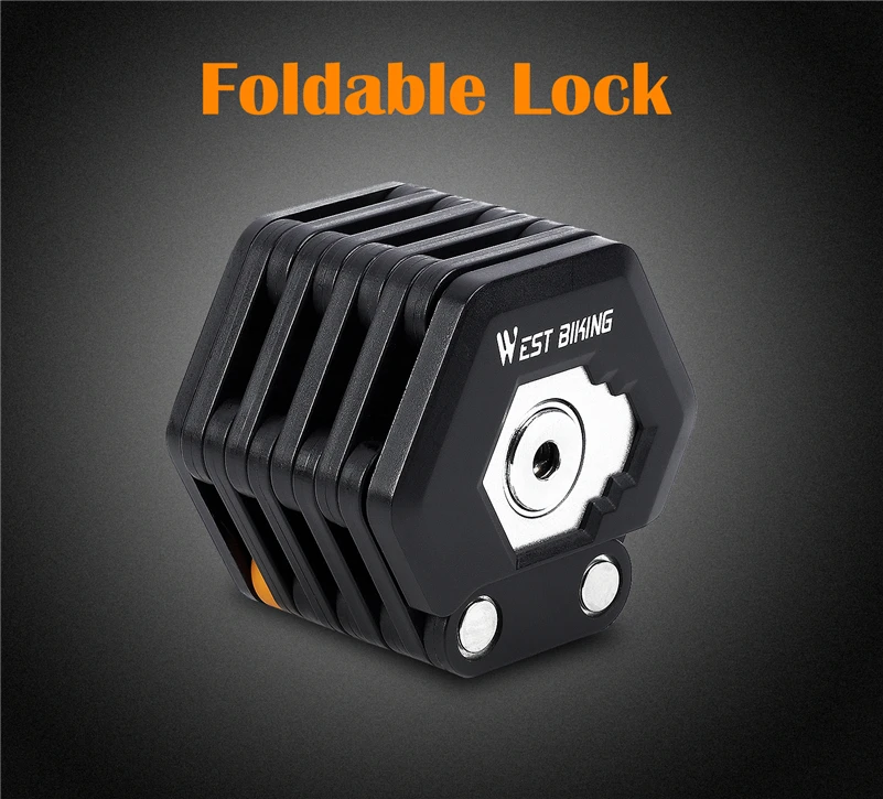 WEST BIKING Bike Folding Lock Portable Alloy Steel Anti-theft Safety Lock Motorcycle E-bike Lock MTB Road Bike Accessories