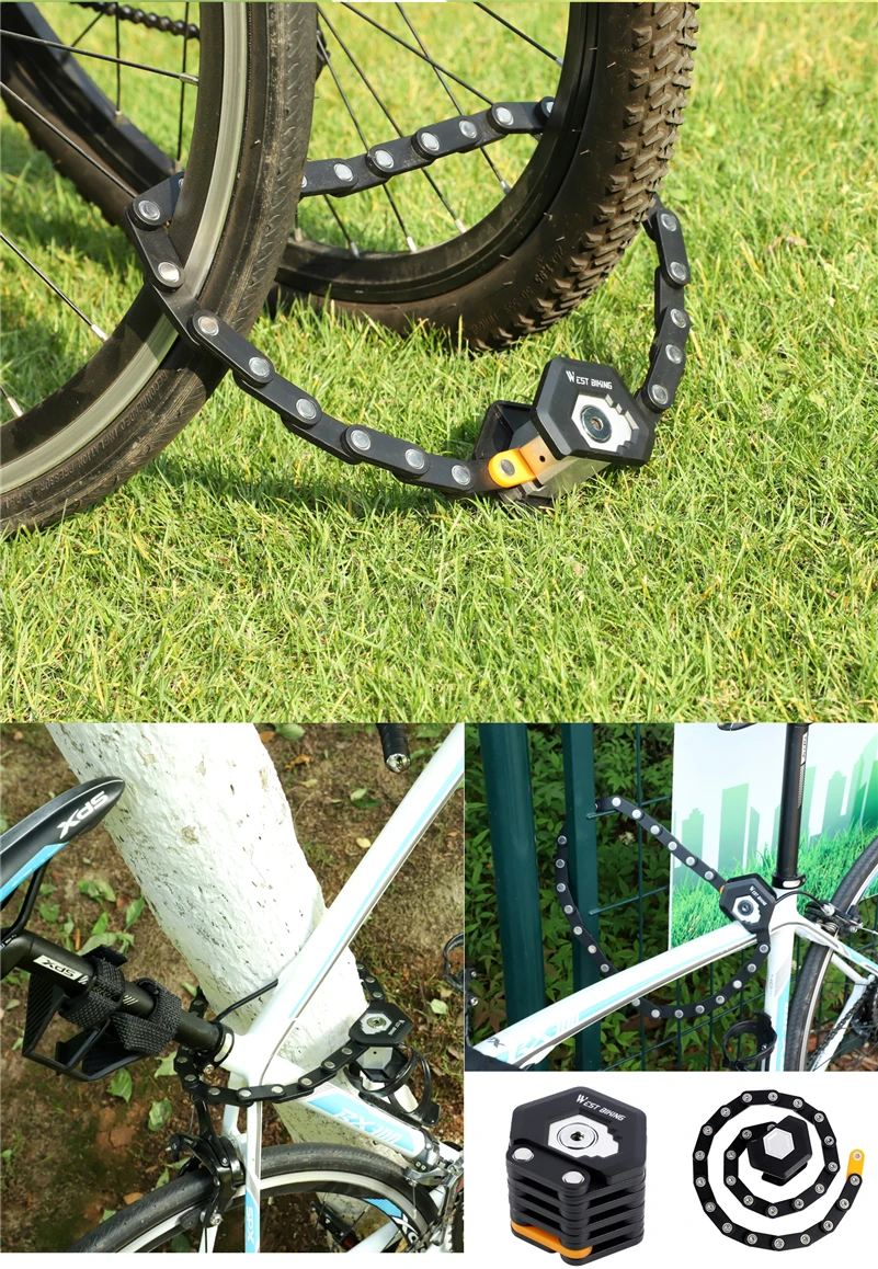 WEST BIKING Bike Folding Lock Portable Alloy Steel Anti-theft Safety Lock Motorcycle E-bike Lock MTB Road Bike Accessories