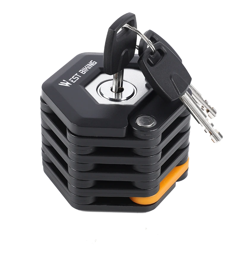 WEST BIKING Bike Folding Lock Portable Alloy Steel Anti-theft Safety Lock Motorcycle E-bike Lock MTB Road Bike Accessories
