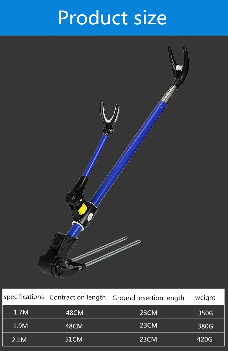1.7m/2.1m/2.4m New Stainless Steel Thickened Shrinkage Fishing Rod Bracket Fishing Dual Use Accessories Tool Outdoor