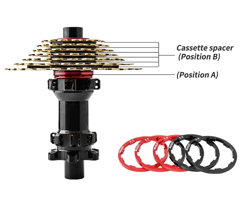 MUQZI 5pcs Bike Hub Washer 7 8 9 10 11 12 Speed Cassette Flywheel Spacer 1mm 1.5mm 1.85mm 2mm 2.18mm 2.35mm 2.5mm Freehub Gasket