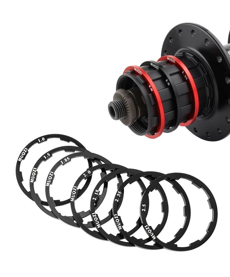 MUQZI 5pcs Bike Hub Washer 7 8 9 10 11 12 Speed Cassette Flywheel Spacer 1mm 1.5mm 1.85mm 2mm 2.18mm 2.35mm 2.5mm Freehub Gasket