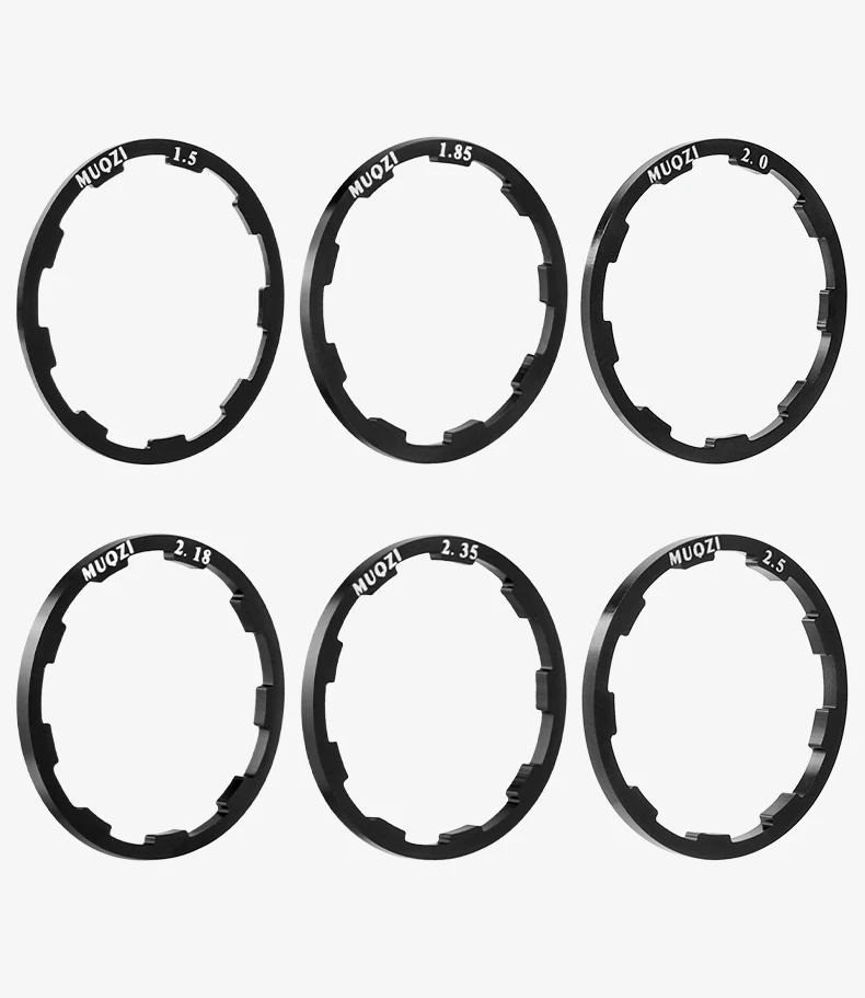 MUQZI 5pcs Bike Hub Washer 7 8 9 10 11 12 Speed Cassette Flywheel Spacer 1mm 1.5mm 1.85mm 2mm 2.18mm 2.35mm 2.5mm Freehub Gasket