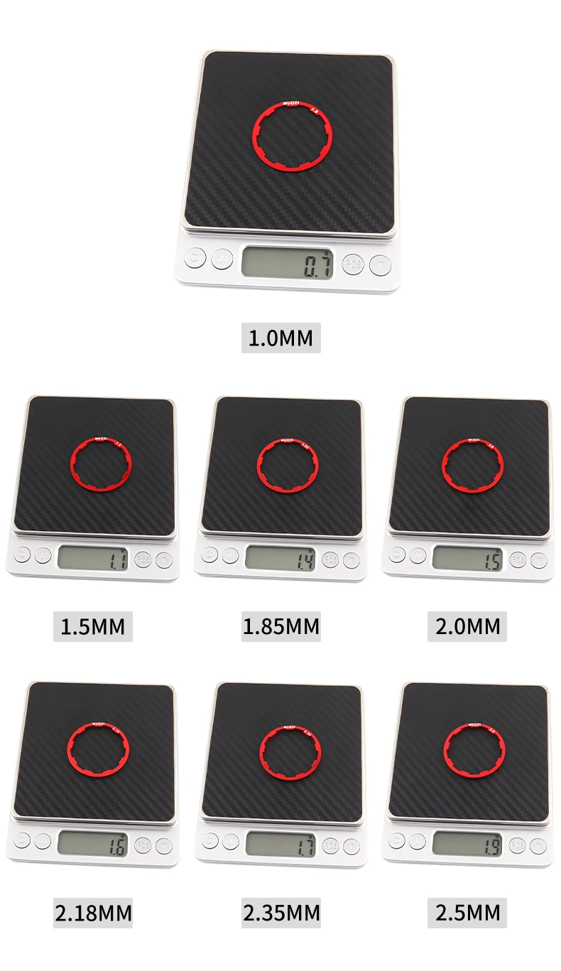 MUQZI 5pcs Bike Hub Washer 7 8 9 10 11 12 Speed Cassette Flywheel Spacer 1mm 1.5mm 1.85mm 2mm 2.18mm 2.35mm 2.5mm Freehub Gasket