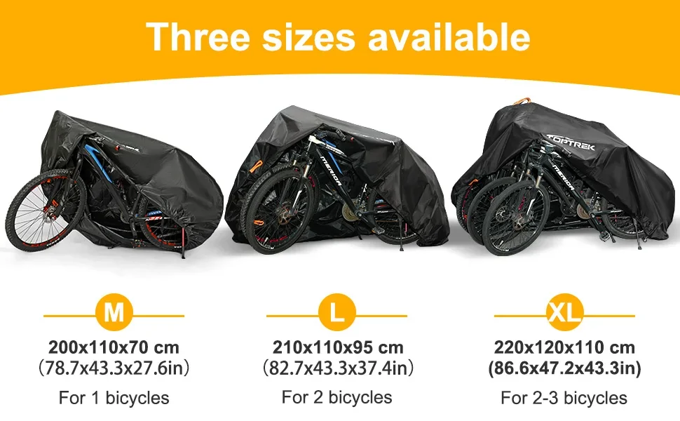 Toptrek Bike Cover Outdoor Storage Waterproof Anti-UV 210D Oxford High Quality Covers for Bicycles Rain Snow Dust Protective