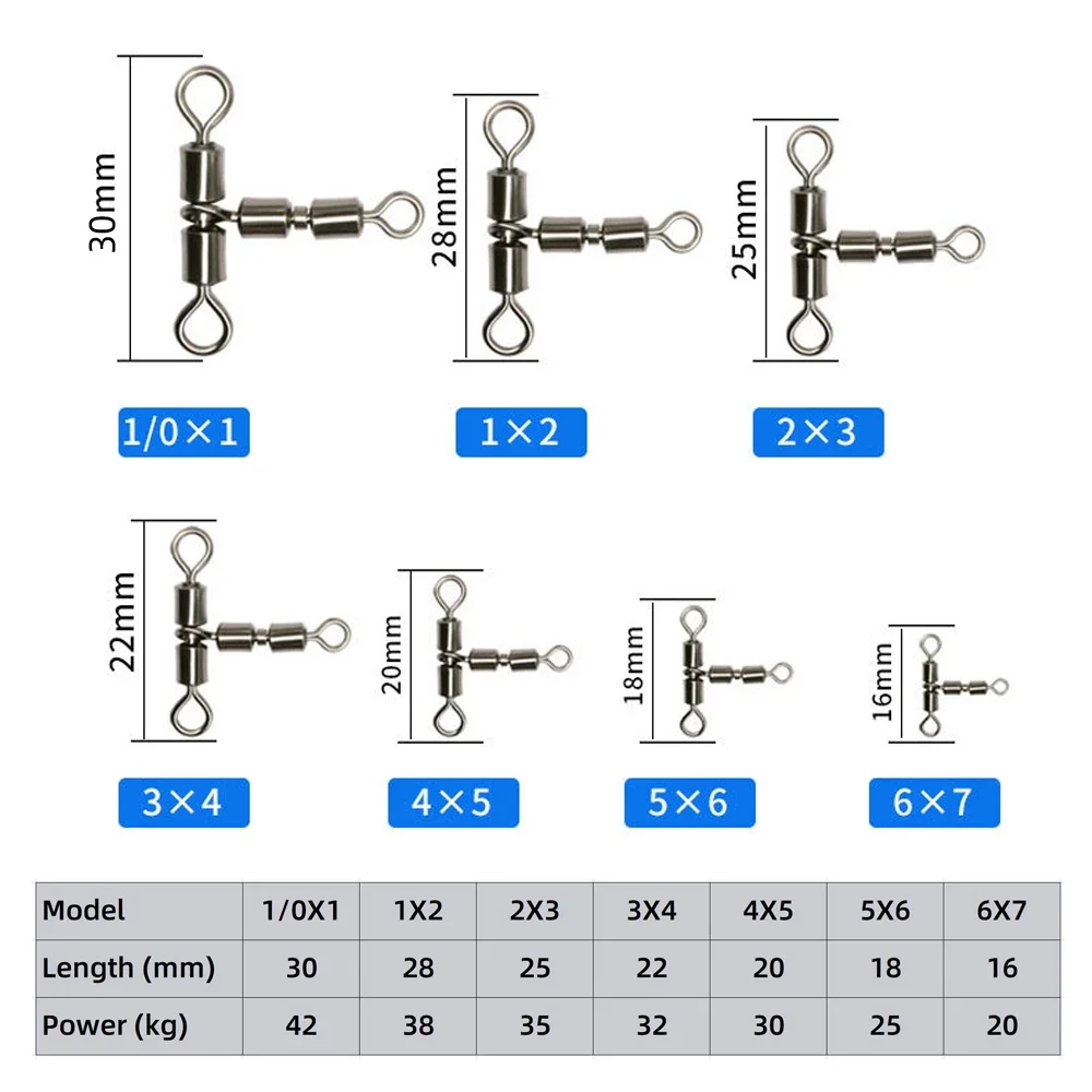 DNDYUJU 10pcs Fishing Swivels Solid Connector High Speed Double Rolling Triangle Joint Fishing Accessories For Fishing Hook