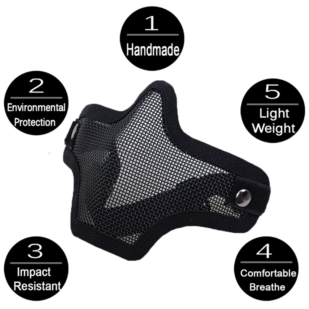 Field Wargame Tribal Mask Net Metal MeshHalf Face Hunting Tactical Protective Mask