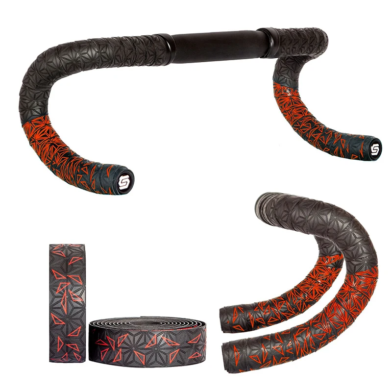 1pair New Bike Tape Double-Color Road Bicycle Chrysanthemum Pattern Bar Tape EVA+PU Oft Anti-Vibration Wrap Tape Durable Bartape