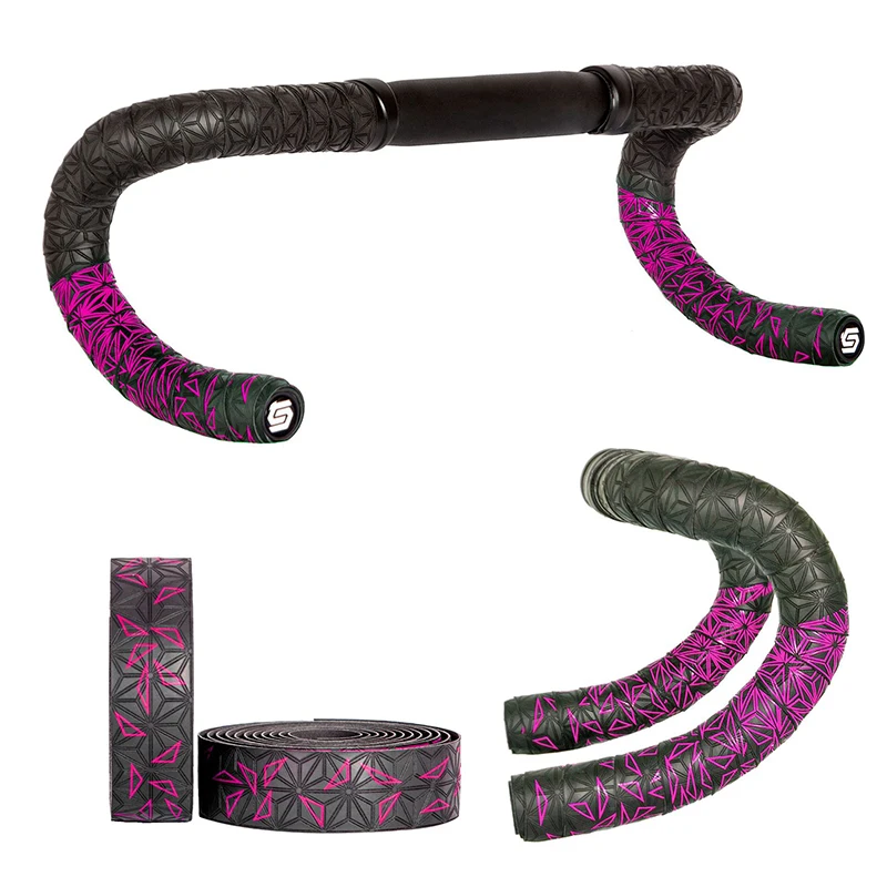 1pair New Bike Tape Double-Color Road Bicycle Chrysanthemum Pattern Bar Tape EVA+PU Oft Anti-Vibration Wrap Tape Durable Bartape