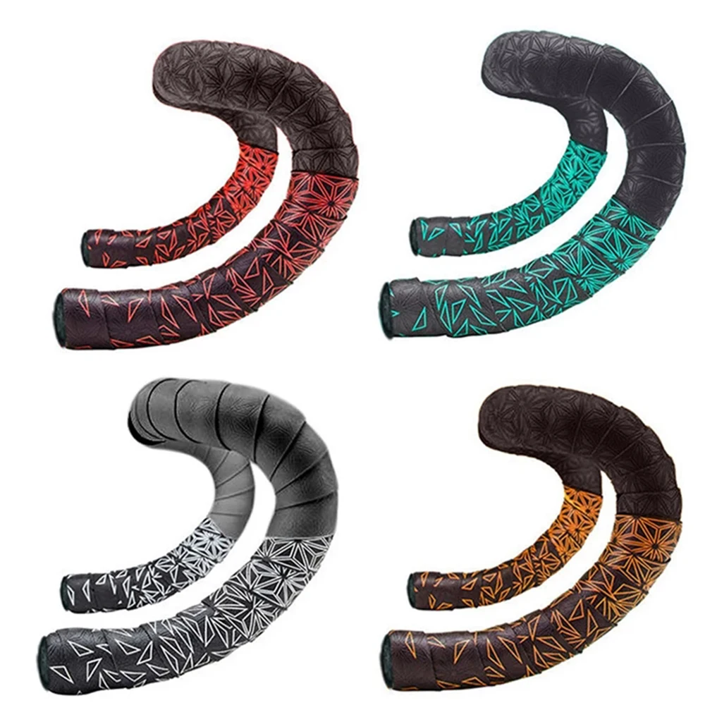 1pair New Bike Tape Double-Color Road Bicycle Chrysanthemum Pattern Bar Tape EVA+PU Oft Anti-Vibration Wrap Tape Durable Bartape