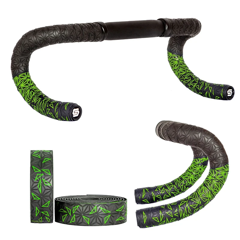 1pair New Bike Tape Double-Color Road Bicycle Chrysanthemum Pattern Bar Tape EVA+PU Oft Anti-Vibration Wrap Tape Durable Bartape