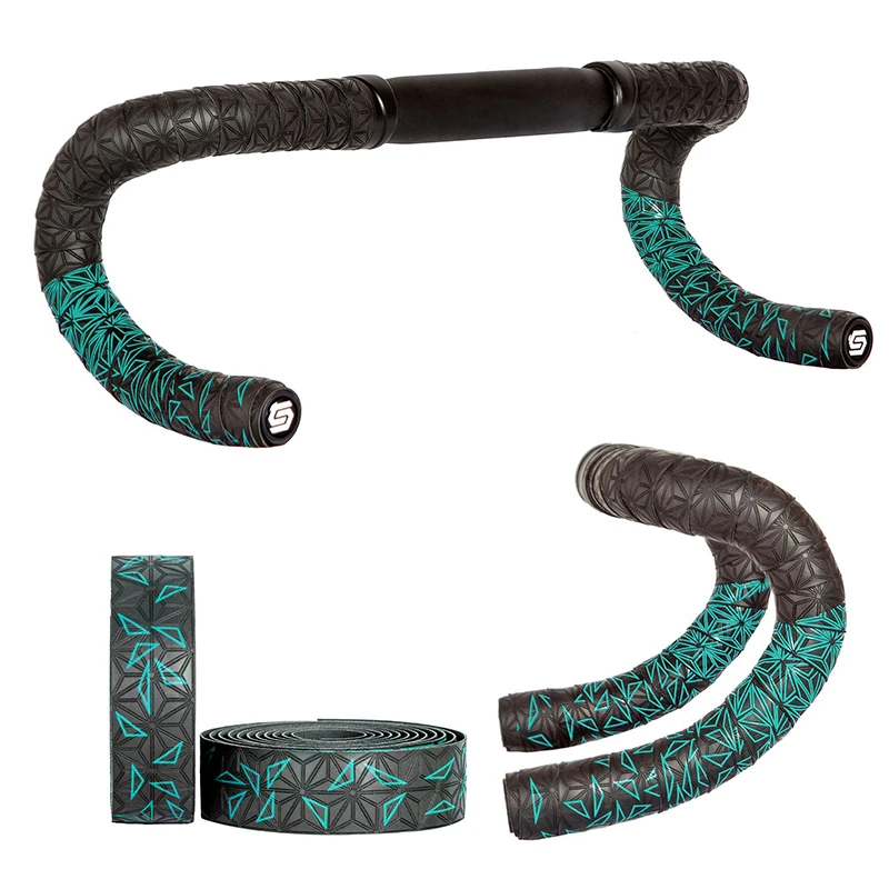 1pair New Bike Tape Double-Color Road Bicycle Chrysanthemum Pattern Bar Tape EVA+PU Oft Anti-Vibration Wrap Tape Durable Bartape