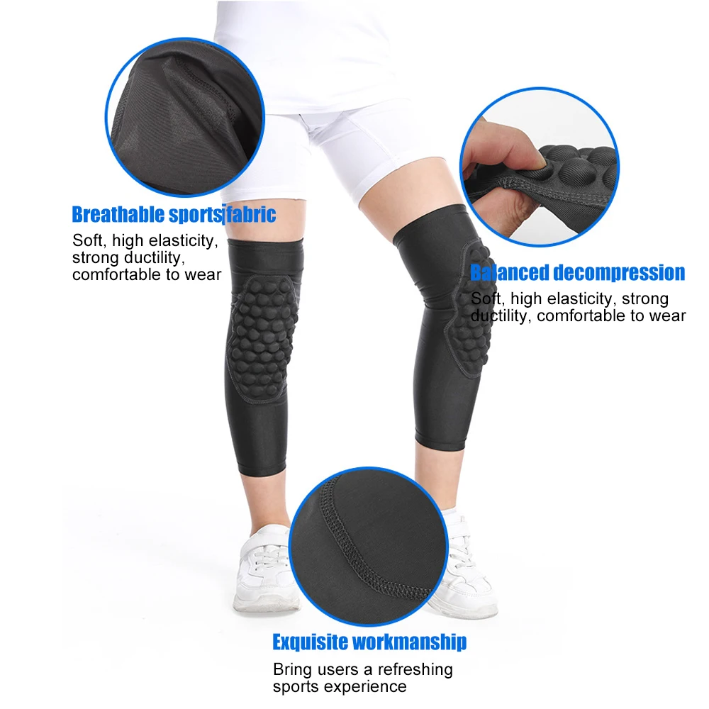 1Pc Kids/Youth 5-15 Year Sports Honeycomb Compression Knee Pad/Elbow Pad Guards Protective Gear for Basketball Baseball,Football