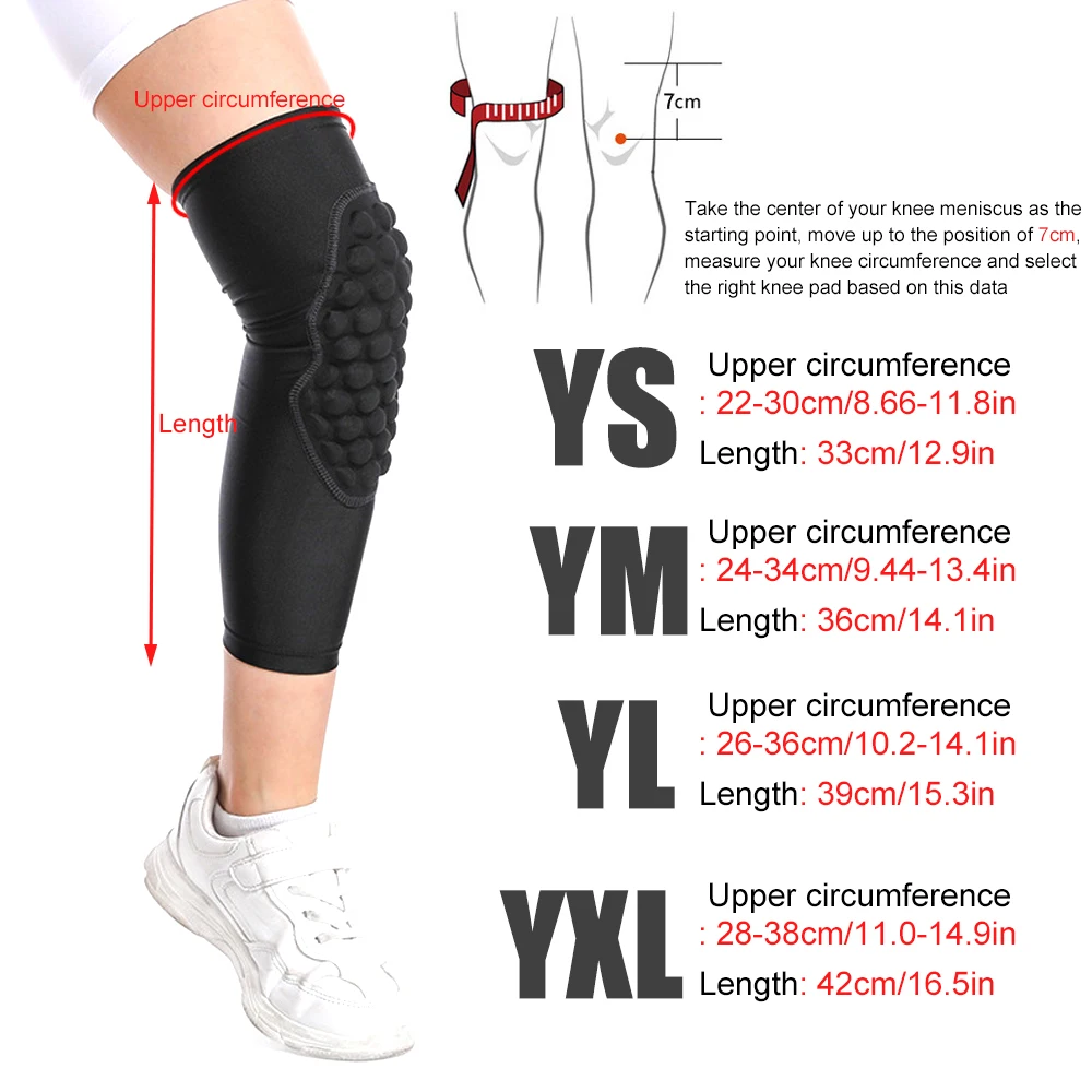 1Pc Kids/Youth 5-15 Year Sports Honeycomb Compression Knee Pad/Elbow Pad Guards Protective Gear for Basketball Baseball,Football