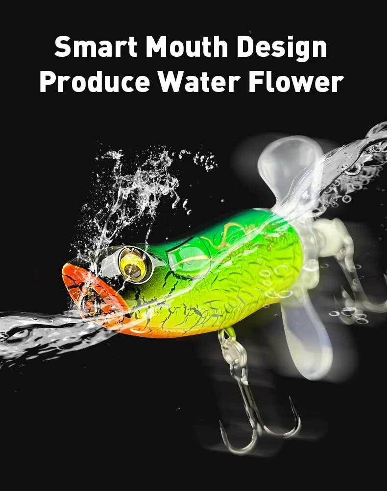 Popper Fishing Lures Top Water Hard Baits Whopper Plopper Soft Rotating Tail 85mm 15g Popper Wobblers For Bass Pike