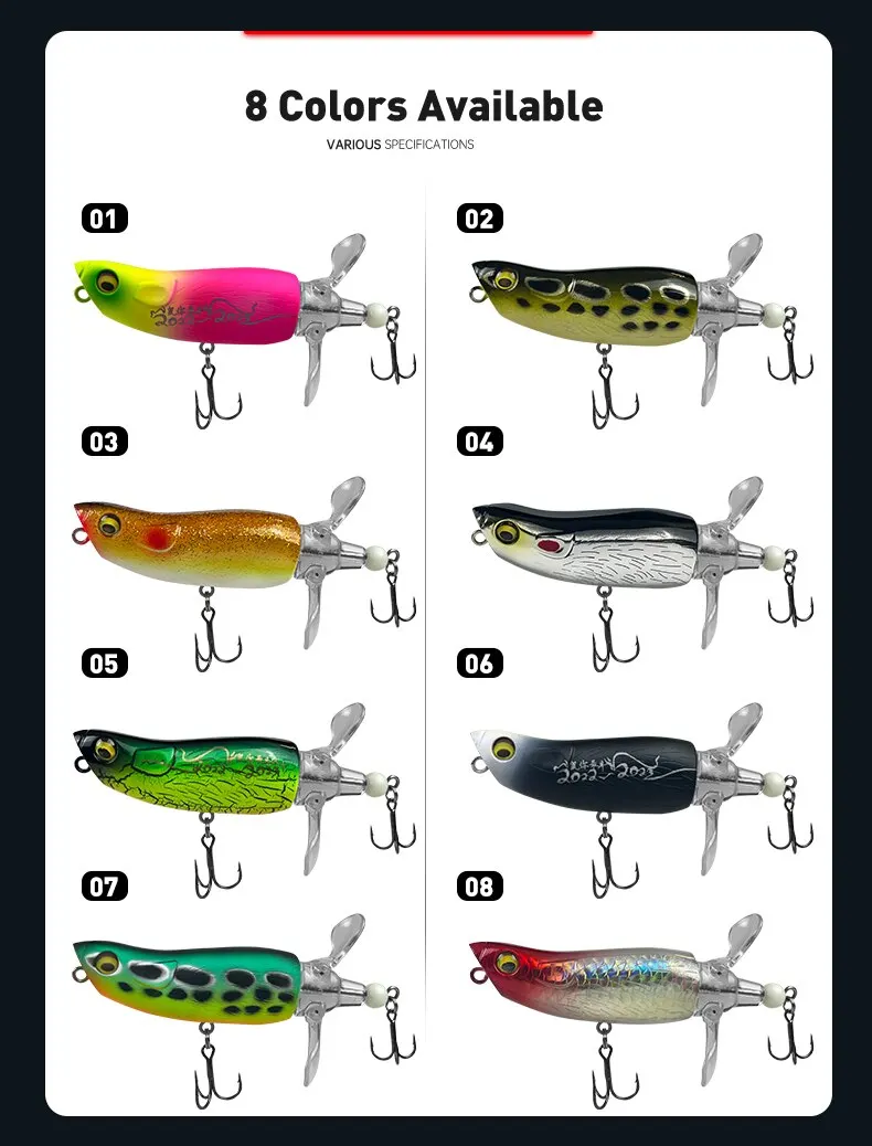 Popper Fishing Lures Top Water Hard Baits Whopper Plopper Soft Rotating Tail 85mm 15g Popper Wobblers For Bass Pike