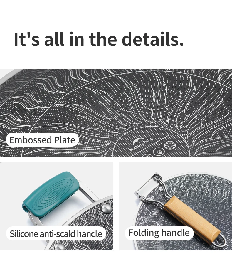 Naturehike Medical Stainless Steel Baking Pan BottomHoneycomb CoalNon-Stick DesignOutdoor FurnitureUniversal Baking Pan