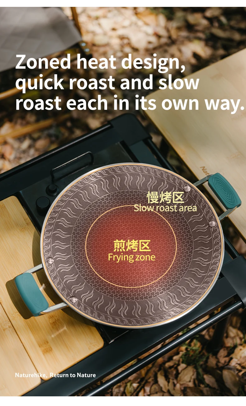 Naturehike Medical Stainless Steel Baking Pan BottomHoneycomb CoalNon-Stick DesignOutdoor FurnitureUniversal Baking Pan