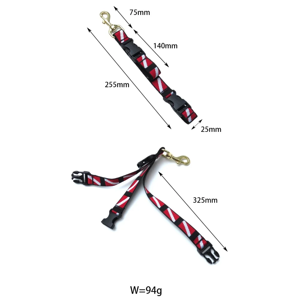 Scuba Diving Lanyard Clip 255x25mm Webbings Strap Buckles Fin Frog Shoe Lifting Rope Clasp For BCD Side Mount For Diving