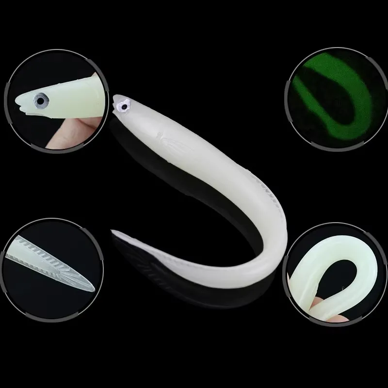 WEIHE 5pcs 14cm 6.3g Soft Fishing Lure Seabass Artificial Bait Electric Eel Shad Eel Needfish Fishing Tackle