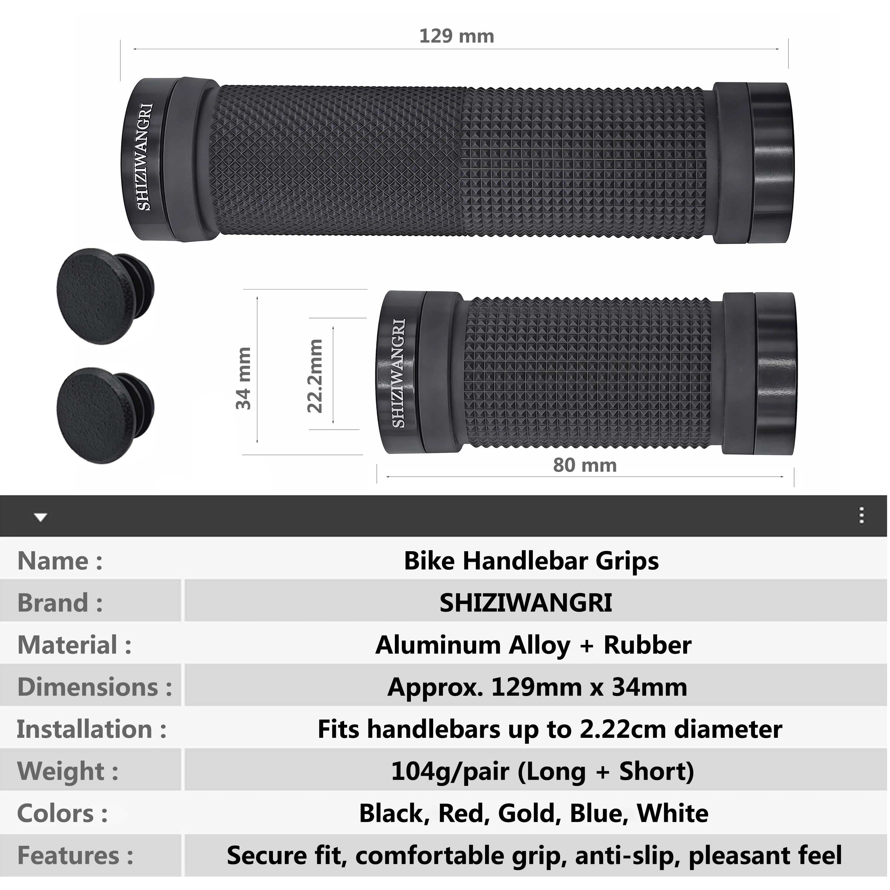 80mm/129mm Bicycle Grip Derailleur Bike Grip MTB Mountain Bike Long Short Rubber Soft Grip Folding Cycling Accessories