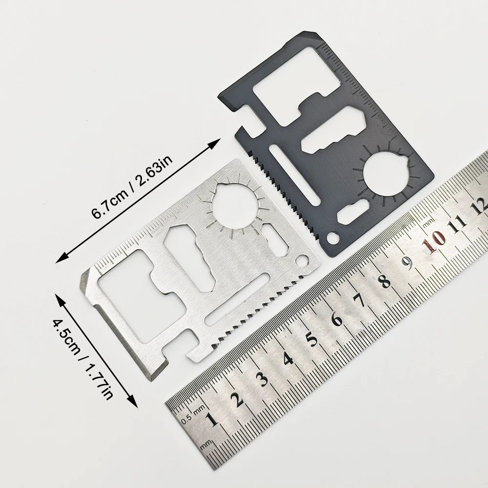 Stainless Steel EDC Pocket Tool 11 in 1 Credit Card Portable Multi Function Survival Tool For Outdoor Camping Hunting Traveling