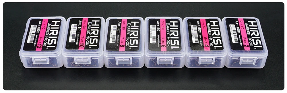 Hirisi 50/100pcs PTFE Coating Carp Fishing Hooks Steel Barbed Hooks In Box 8011 Fishing Accessories