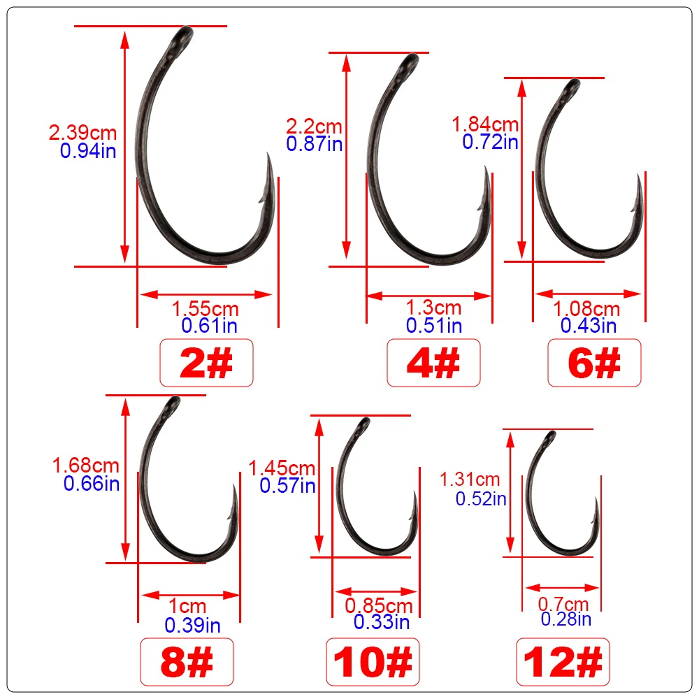 Hirisi 50/100pcs PTFE Coating Carp Fishing Hooks Steel Barbed Hooks In Box 8011 Fishing Accessories