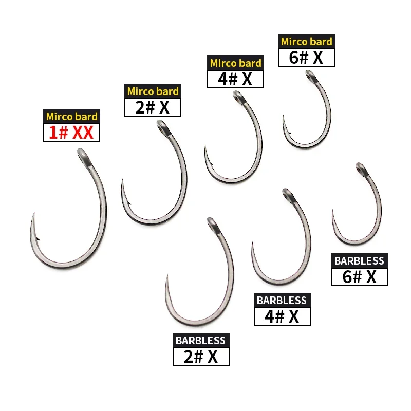 10Pieces Carp Fishing Hook Size 1 2 4 6 PTFE Coating Mirco Barded/Barbless PTFE Coating For Carp Fishing Terminal Tackle