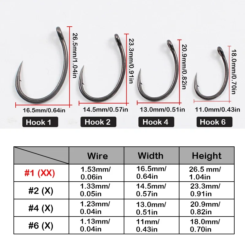 10Pieces Carp Fishing Hook Size 1 2 4 6 PTFE Coating Mirco Barded/Barbless PTFE Coating For Carp Fishing Terminal Tackle