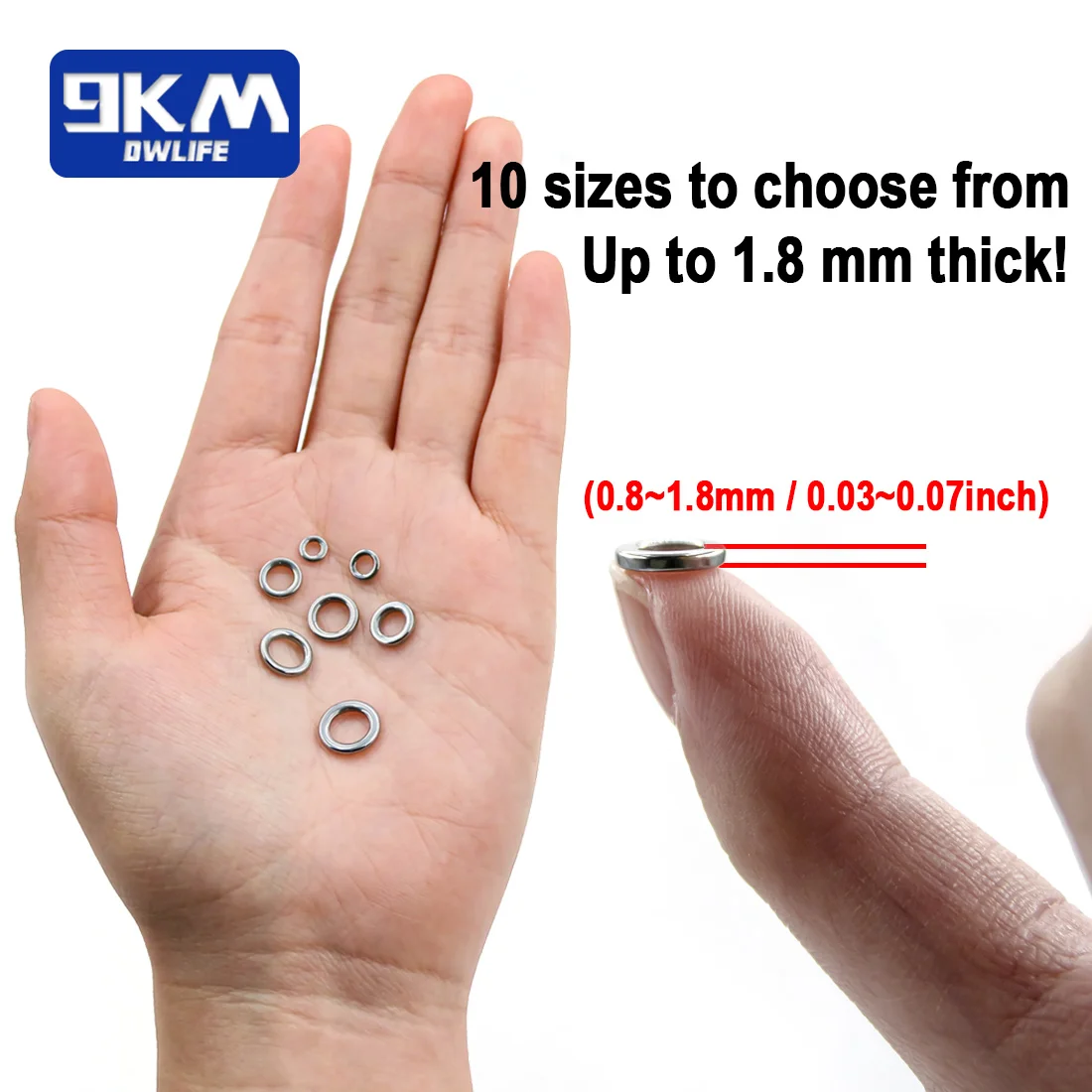 9KM 20Pcs Fishing Solid Ring Fishing Lure Connectors Stainless Steel Fishing Accessories Saltwater Tackle Chrome