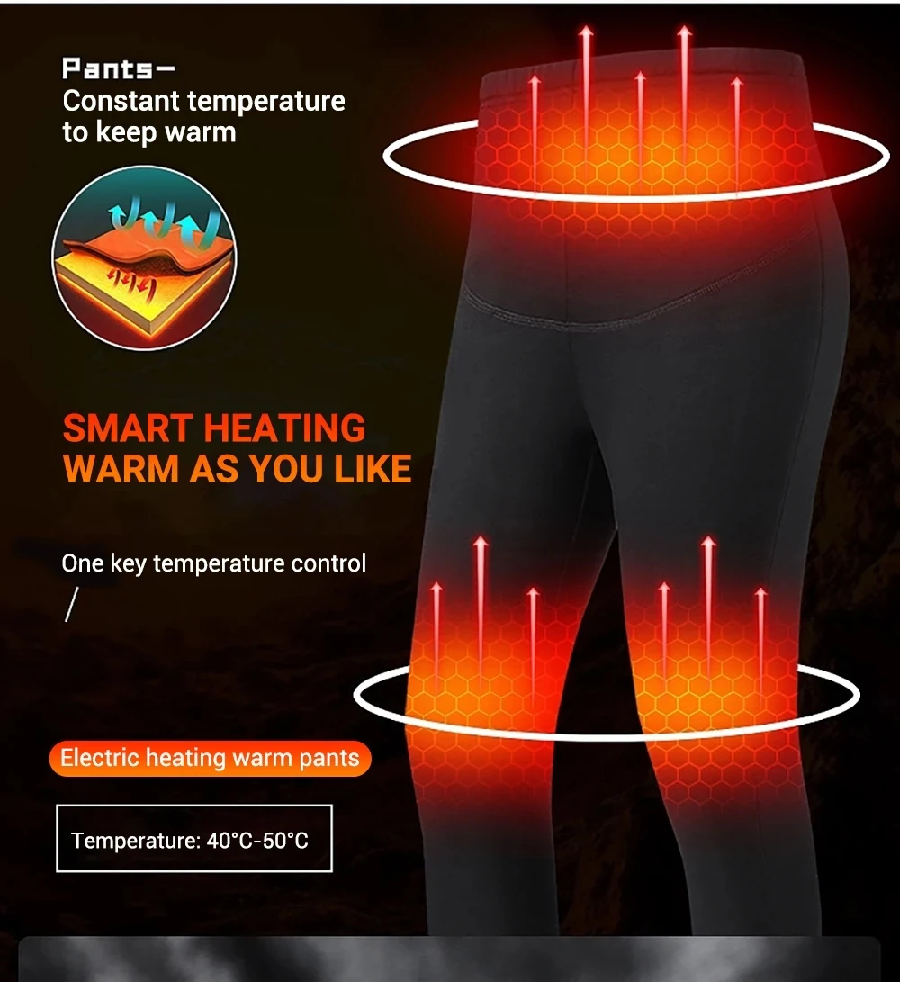 Winter Heated Underwear Set Women Men USB Electric Heating Jacket Outdoor Sports Thermal Underwear Electric Heated Equipment
